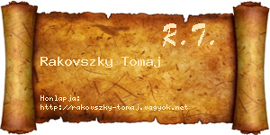 Rakovszky Tomaj névjegykártya
